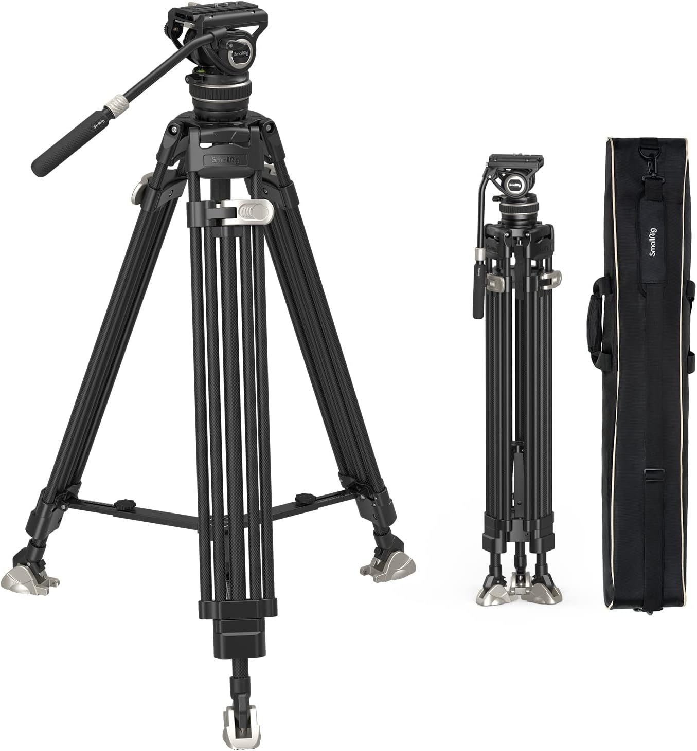 Trépied Vidéo SMALLRIG AD 100 Fibre de Carbone 197 cm - Trépied Professionnel avec Tête Fluide Panoramique et Plateau Rapide-Matiiloft