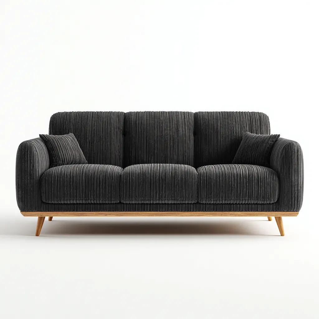 Canapé 3 places - tissu-bois - 210x93x87 cm - gris foncé - style moderne-Matiiloft