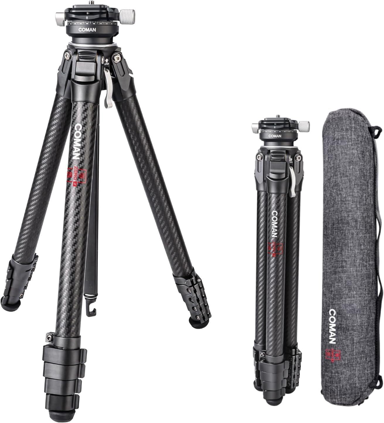 Trépied COMAN Zero Y Fibre de Carbone - Trépied Photo Vidéo Léger avec Rotule Panoramique 360 et Compatibilité Arca Swiss-Matiiloft