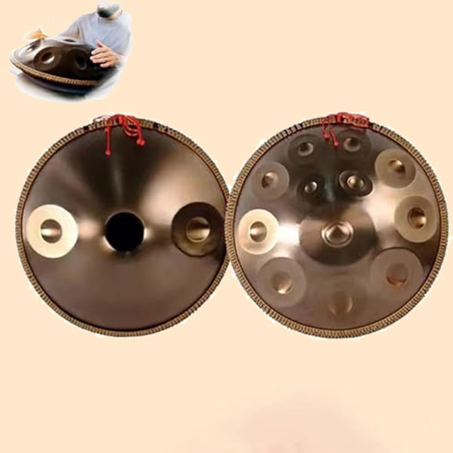 Tambour Handpan PAUANI 22 Pouces Ré Kurde Mineur 10 Notes - Instrument de Percussion à Main en Acier pour Bien Être et Musique-Matiiloft