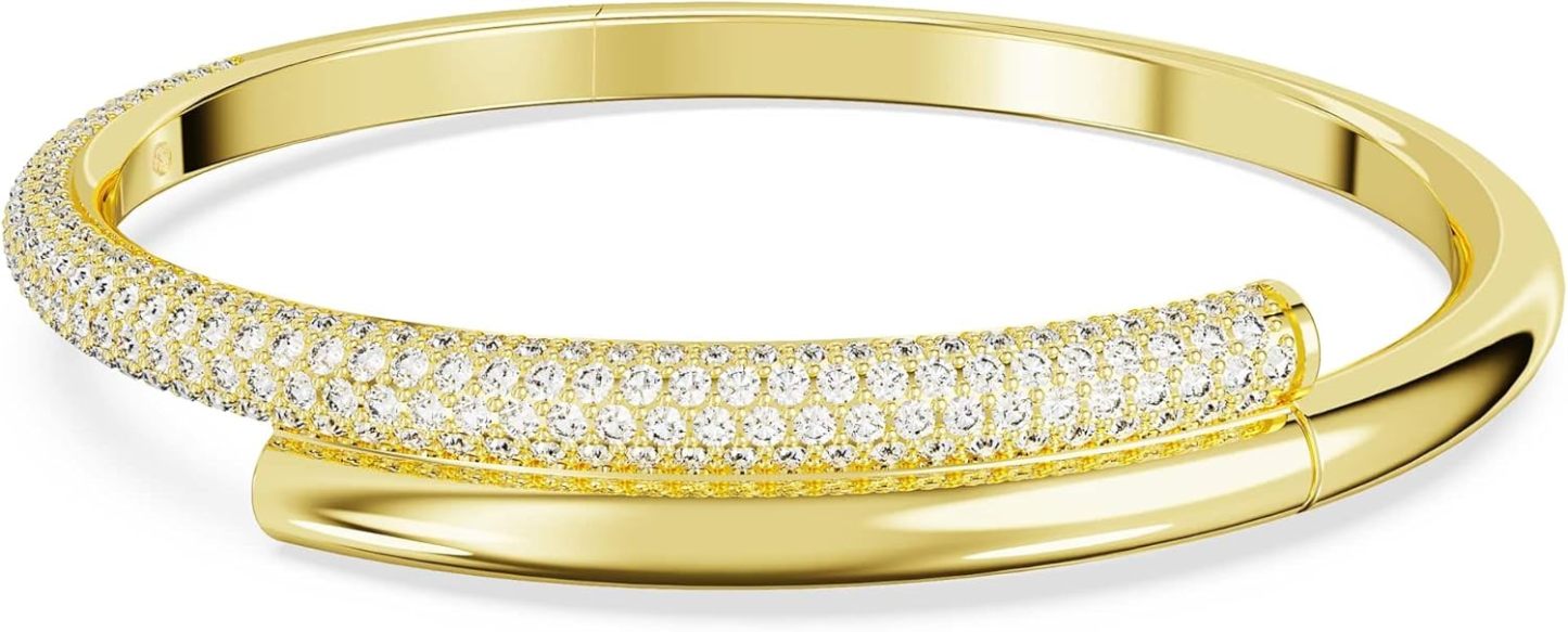 Swarovski Dextera Collection Bangle - Bracelet jonc femme blanc plaqué ton or avec fermeture magnétique-Matiiloft
