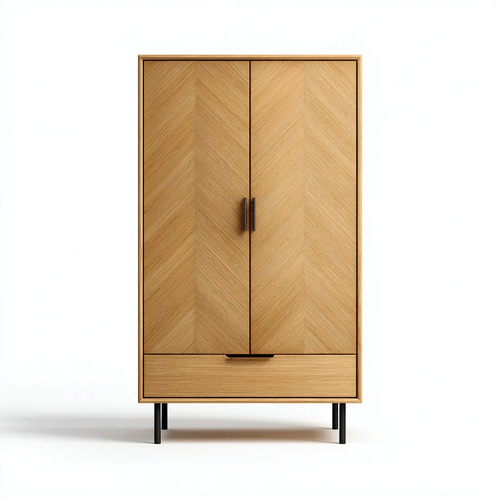 Armoire 2 portes-Bois-105x55x185 cm-Marron clair-Style scandinave-Matiiloft