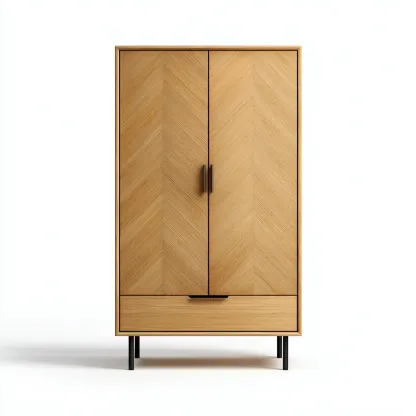 Armoire 2 portes-Bois-105x55x185 cm-Marron clair-Style scandinave-Matiiloft