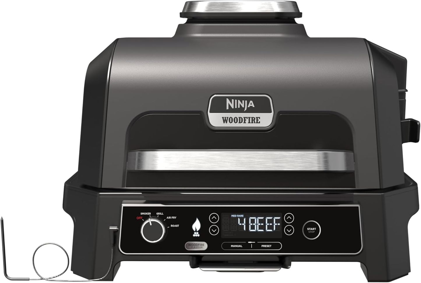 Barbecue Électrique Ninja Woodfire Pro XL OG850EU - Grill Fumoir Air Fryer Extérieur 4 en 1 avec Thermomètre et Granulés-Matiiloft