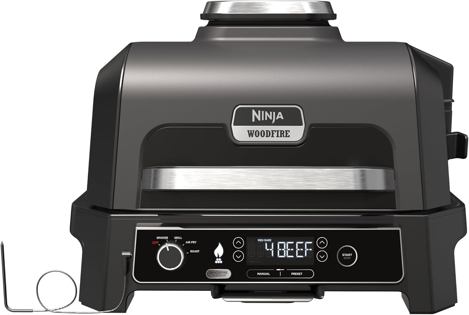 Barbecue Électrique Ninja Woodfire Pro XL OG850EU - Grill Fumoir Air Fryer Extérieur 4 en 1 avec Thermomètre et Granulés-Matiiloft