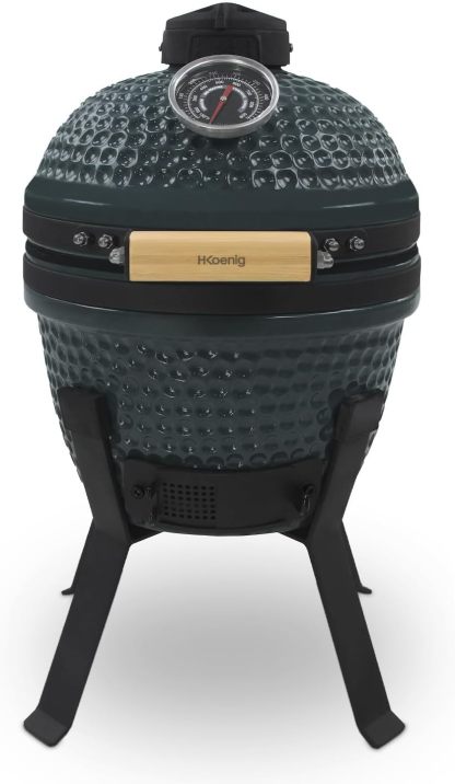 Barbecue Kamado H.Koenig YOKO13 Céramique 32 cm Vert - Barbecue Japonais Charbon Grill Fumoir Four et Cuisson Lente-Matiiloft
