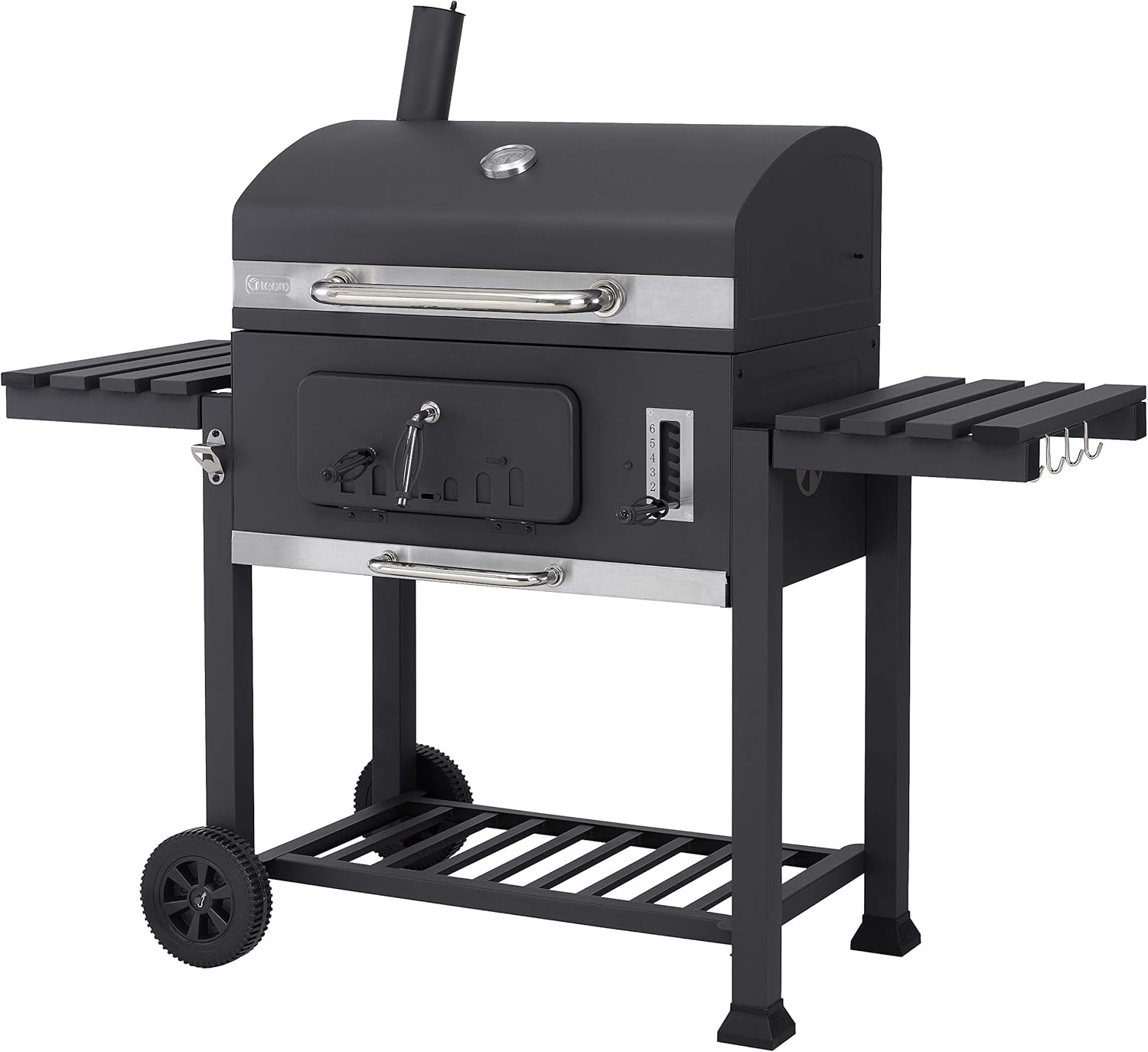 Barbecue Charbon Tepro Toronto XXL Anthracite et Inox - Grill Grande Surface 71,5 par 46 cm avec Thermomètre et Structure Acier-Matiiloft