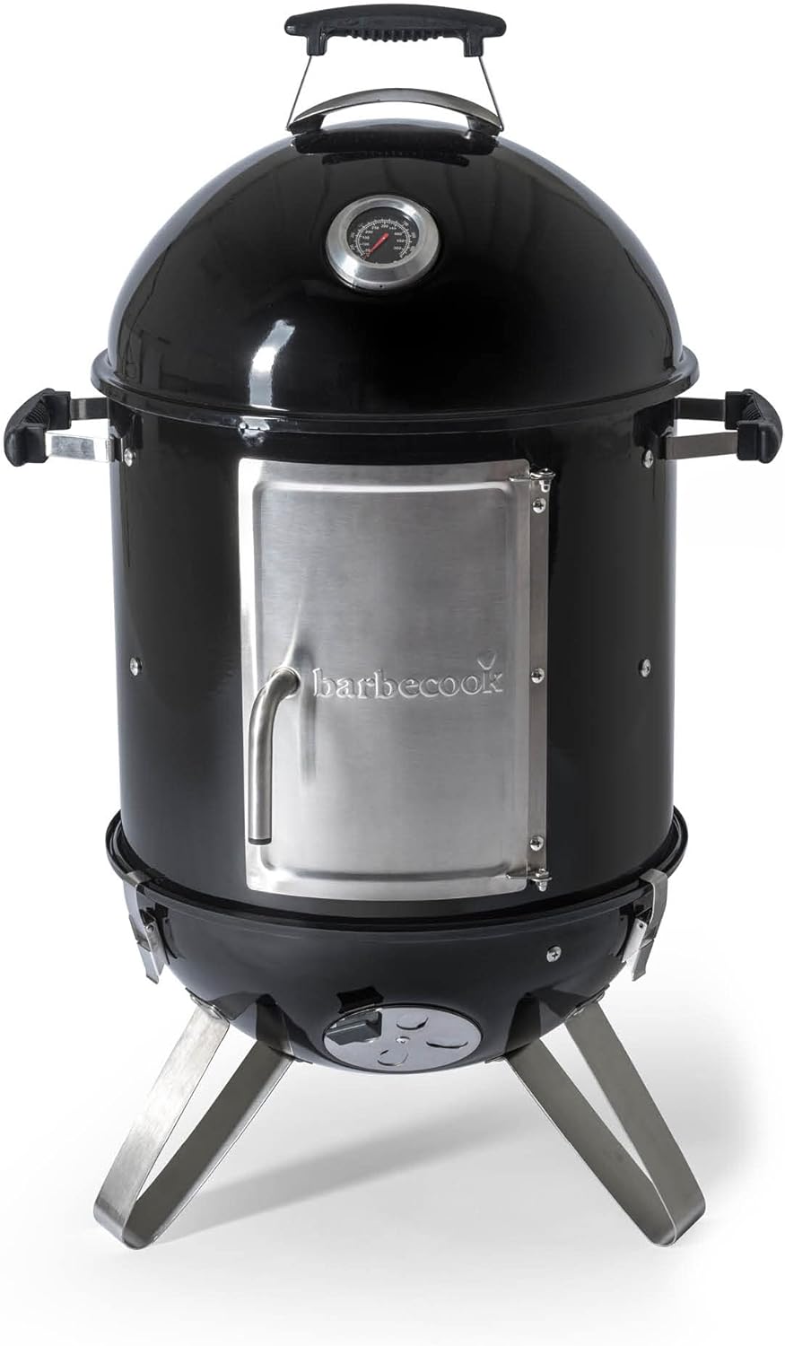 Fumoir Barbecook Oskar S Noir Émaillé - Barbecue Fumoir Compact avec Grille 40 cm et Structure Acier Alliage pour Extérieur-Matiiloft