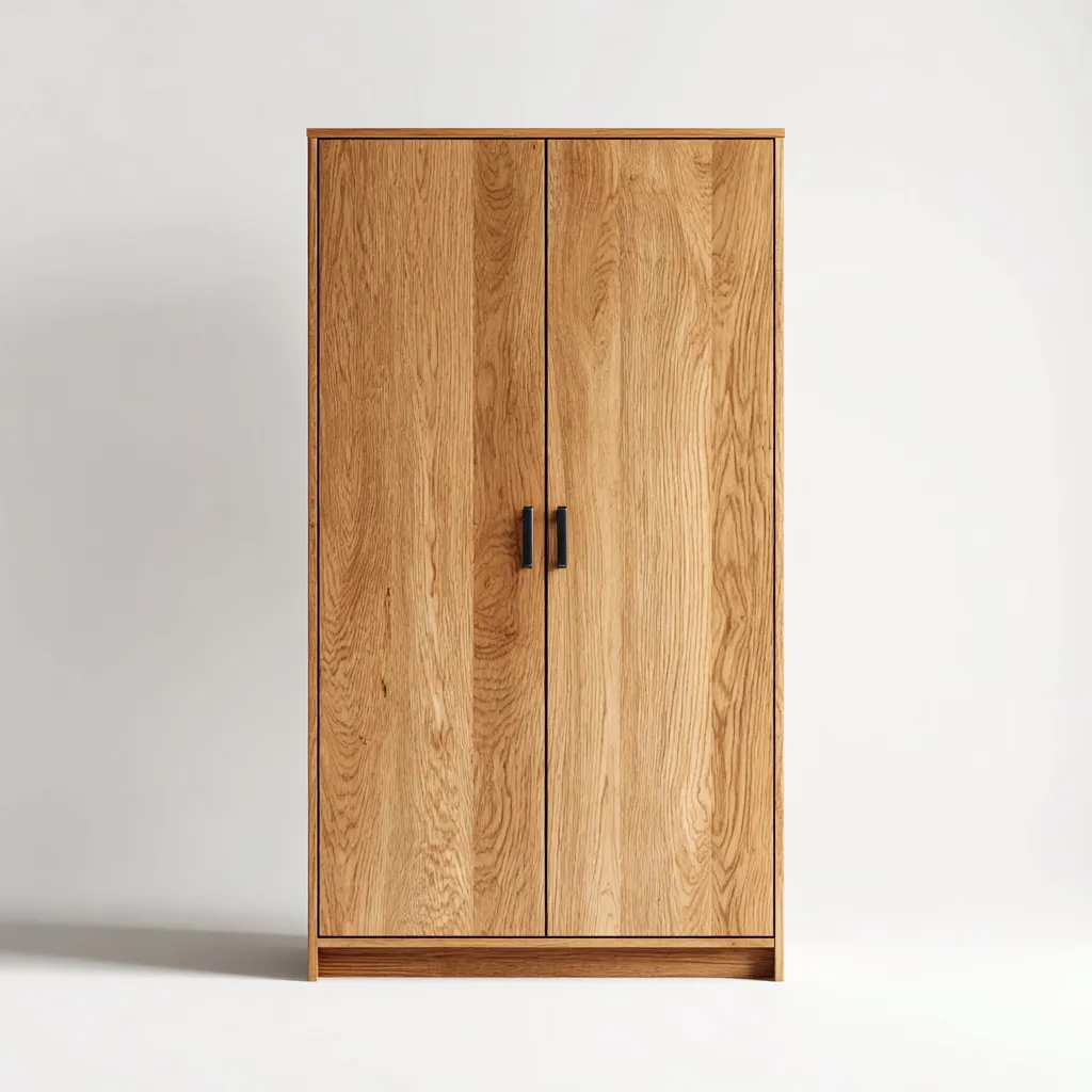 Armoire 2 portes-Bois-120x55x200 cm-Marron naturel-Style minimaliste-Matiiloft