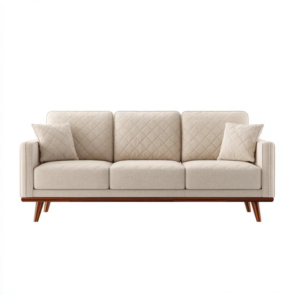 Canapé 3 places - tissu-bois - 212x90x87 cm - beige clair - style moderne-Matiiloft