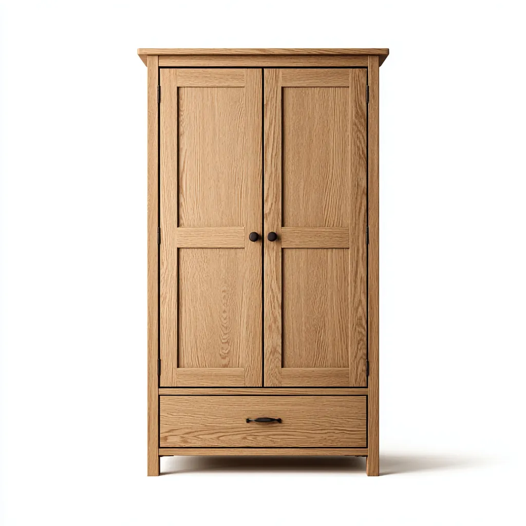 Armoire 2 portes-Bois-95x50x190 cm-Marron naturel-Style classique-Matiiloft
