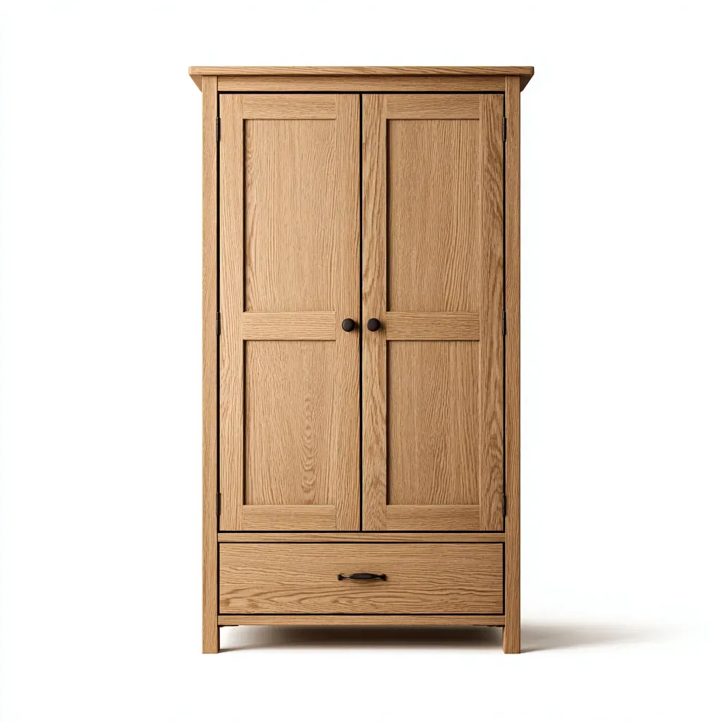 Armoire 2 portes-Bois-95x50x190 cm-Marron naturel-Style classique-Matiiloft