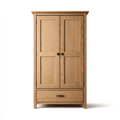Armoire 2 portes-Bois-95x50x190 cm-Marron naturel-Style classique-Matiiloft