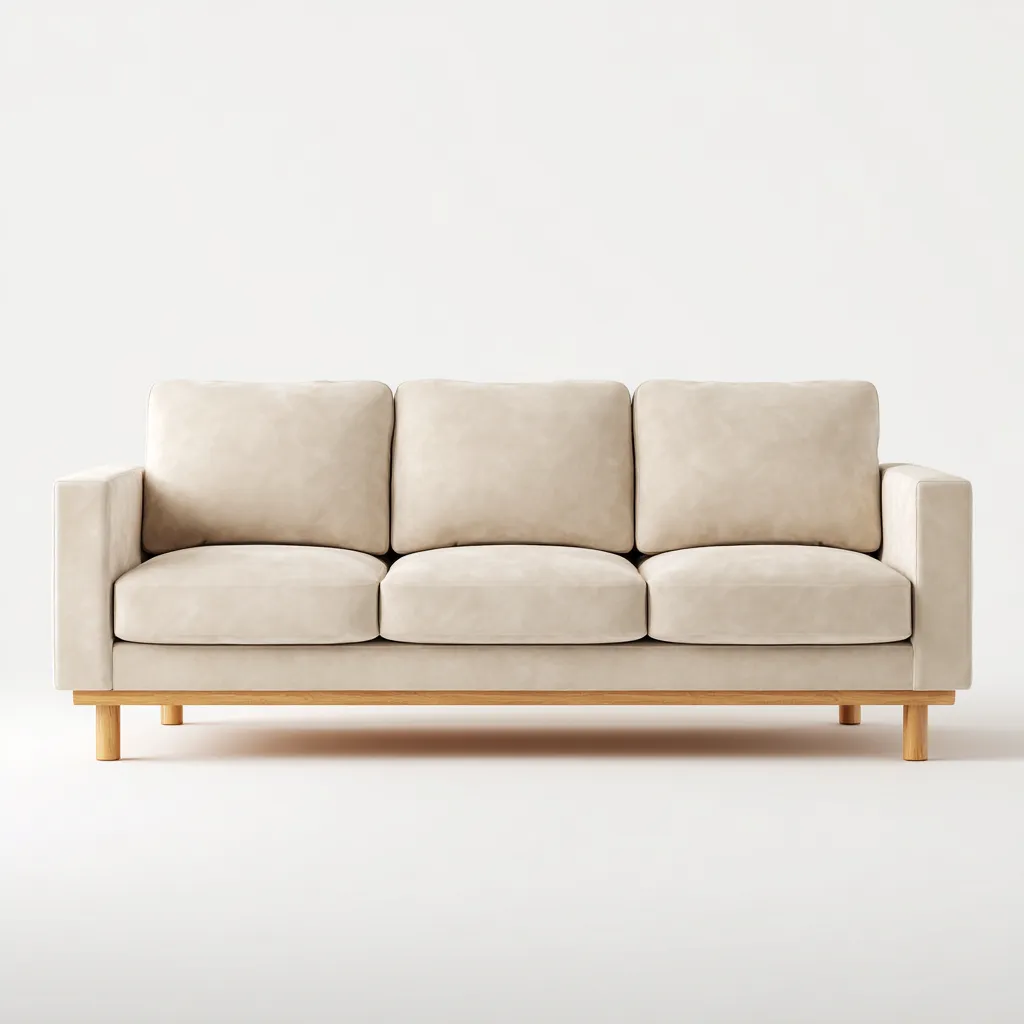 Canapé 3 places - tissu-bois - 215x92x88 cm - beige naturel - style contemporain-Matiiloft