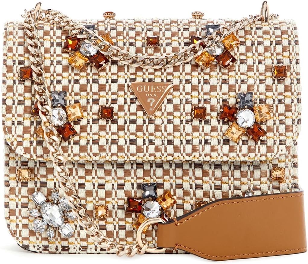 Guess Sac porté épaule strassé jeans - Sac femme denim avec strass - Sac épaule textile doublure polyester coton - Style mode-Matiiloft