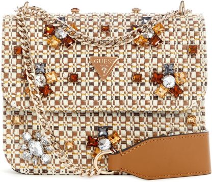 Guess Sac porté épaule strassé jeans - Sac femme denim avec strass - Sac épaule textile doublure polyester coton - Style mode-Matiiloft
