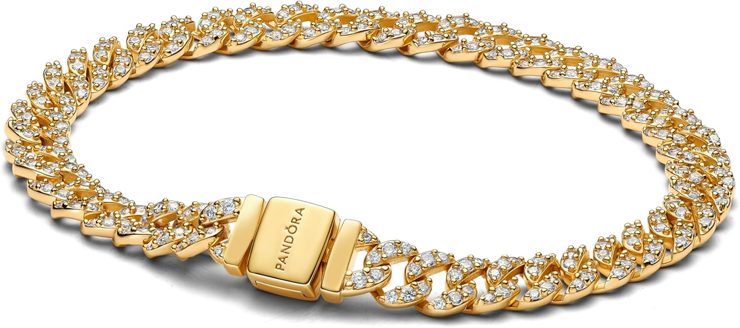 PANDORA Timeless 563008C01 - Bracelet cubain en argent sterling plaqué or avec oxyde de zirconium-Matiiloft