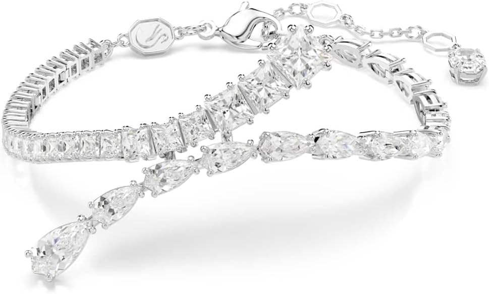 Swarovski Matrix Collection Bracelet - Bracelet tennis plaqué rhodium avec zirconia cubique et fermoir mousqueton-Matiiloft