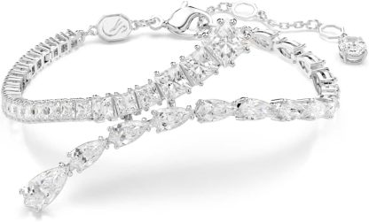 Swarovski Matrix Collection Bracelet - Bracelet tennis plaqué rhodium avec zirconia cubique et fermoir mousqueton-Matiiloft