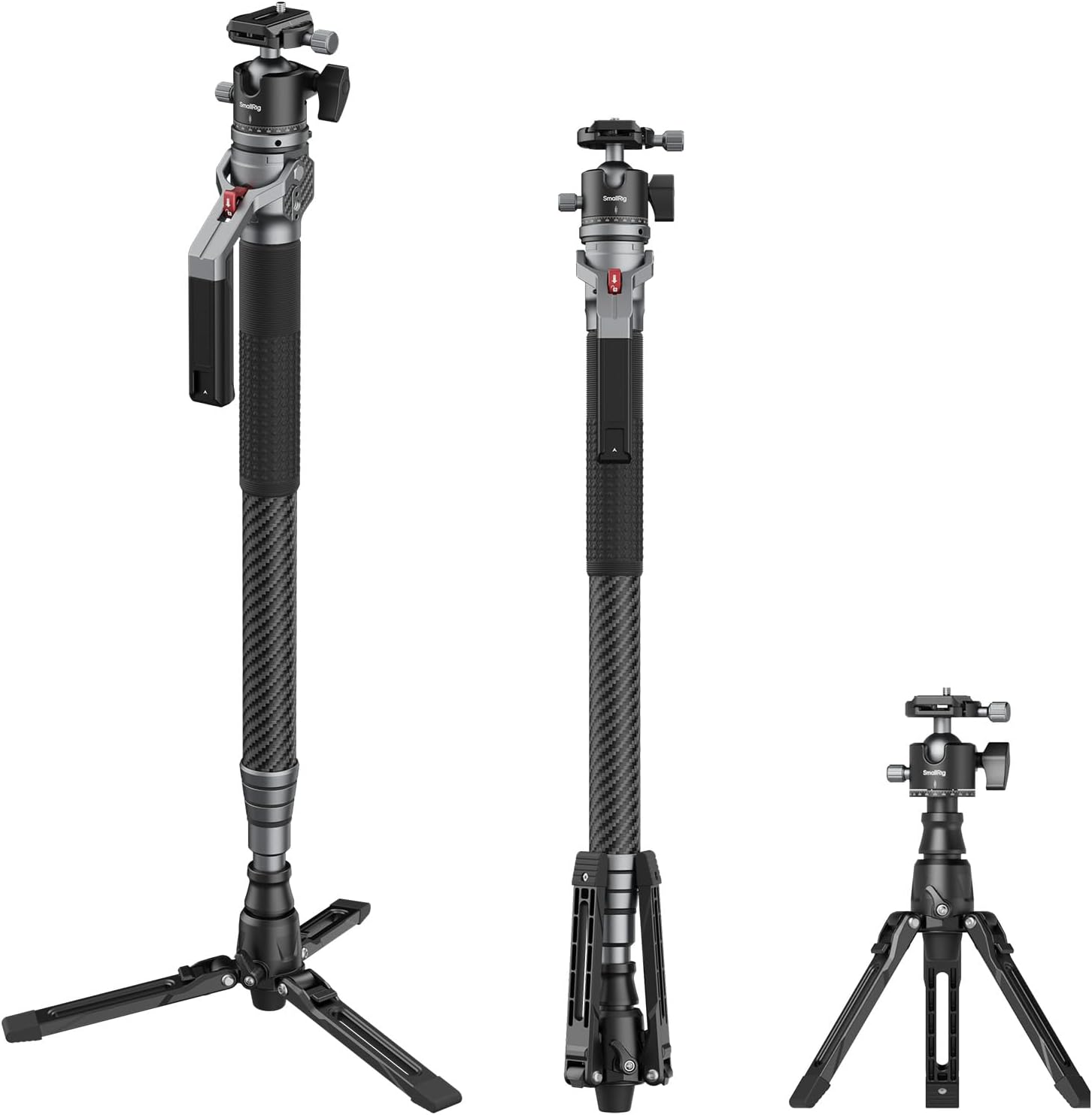 Monopode SMALLRIG 166,5 cm Fibre de Carbone - Support Appareil Photo et Caméscope Compact avec Rotule Tête Sphérique Charge 5 kg-Matiiloft
