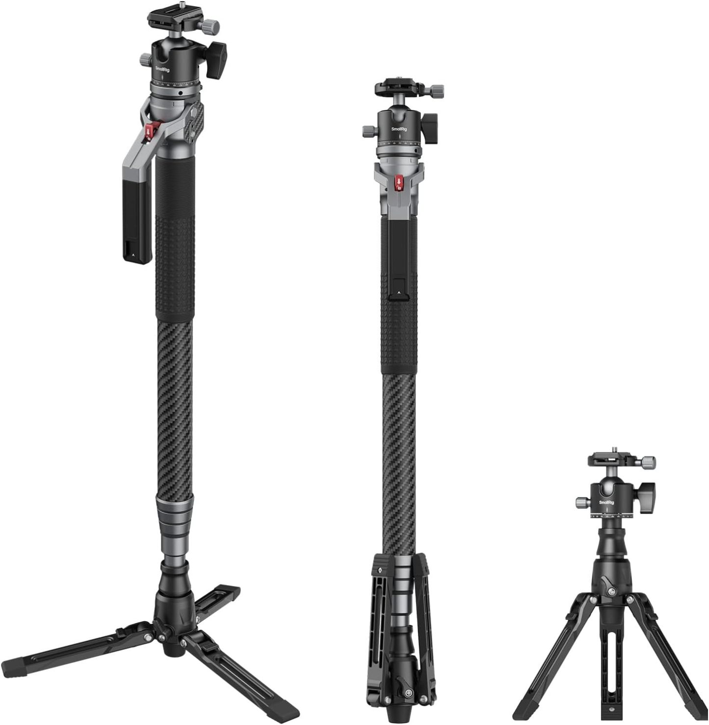 Monopode SMALLRIG 166,5 cm Fibre de Carbone - Support Appareil Photo et Caméscope Compact avec Rotule Tête Sphérique Charge 5 kg-Matiiloft