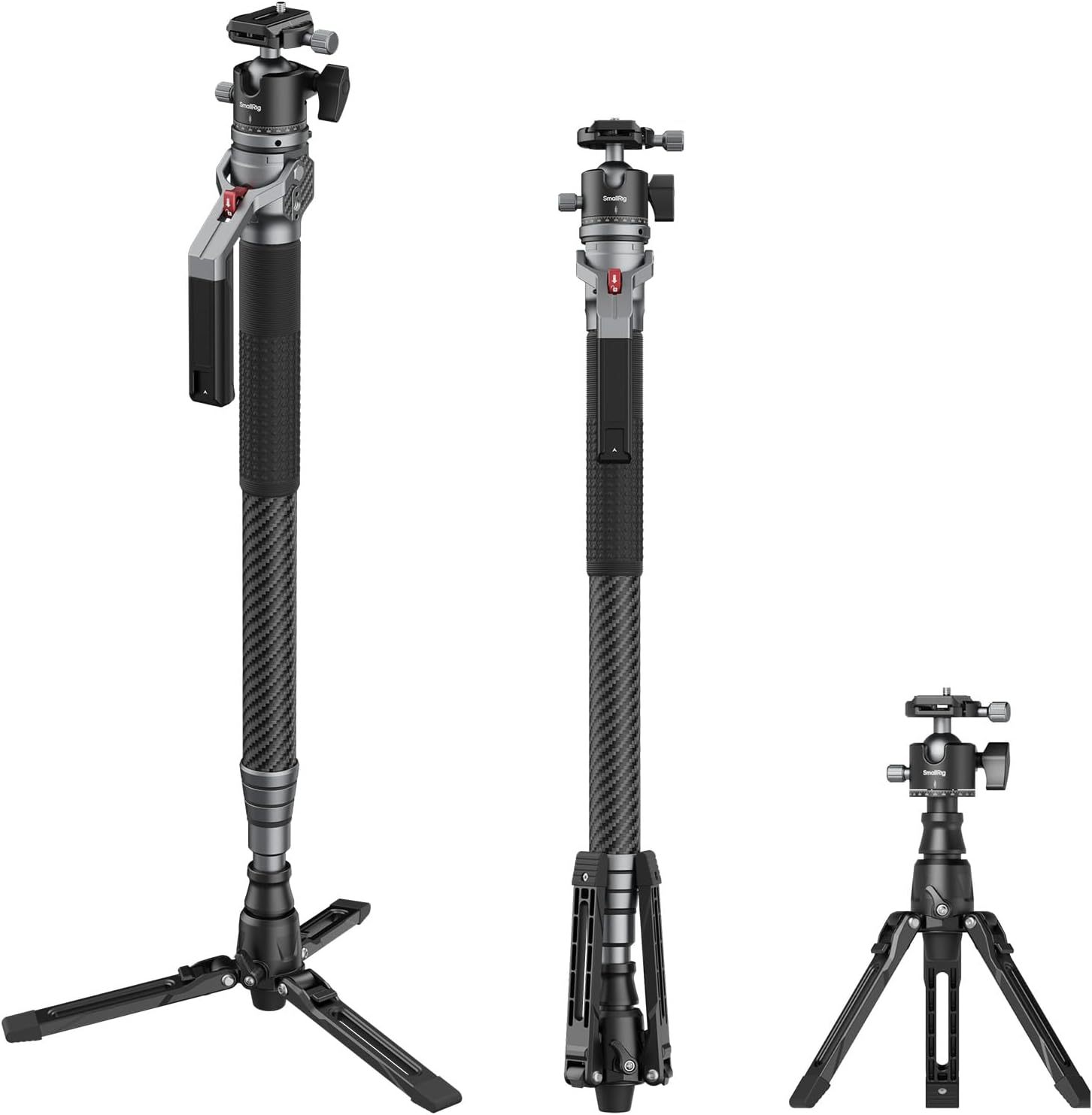 Monopode SMALLRIG 166,5 cm Fibre de Carbone - Support Appareil Photo et Caméscope Compact avec Rotule Tête Sphérique Charge 5 kg-Matiiloft