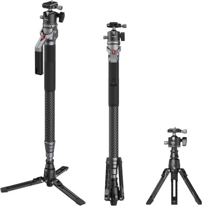 Monopode SMALLRIG 166,5 cm Fibre de Carbone - Support Appareil Photo et Caméscope Compact avec Rotule Tête Sphérique Charge 5 kg-Matiiloft