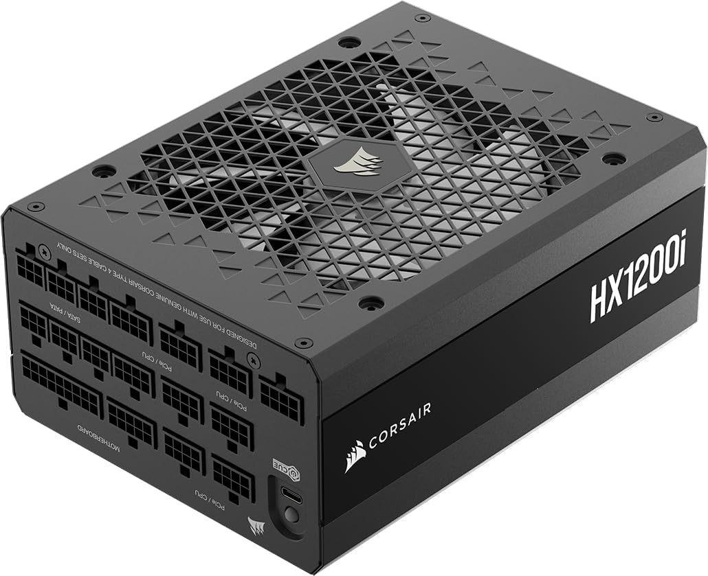 Corsair HX1200i 2025 - Alimentation ATX 1200 watts modulaire - Très faible bruit - ATX 3 1 PCIe 5 1 noir-Matiiloft