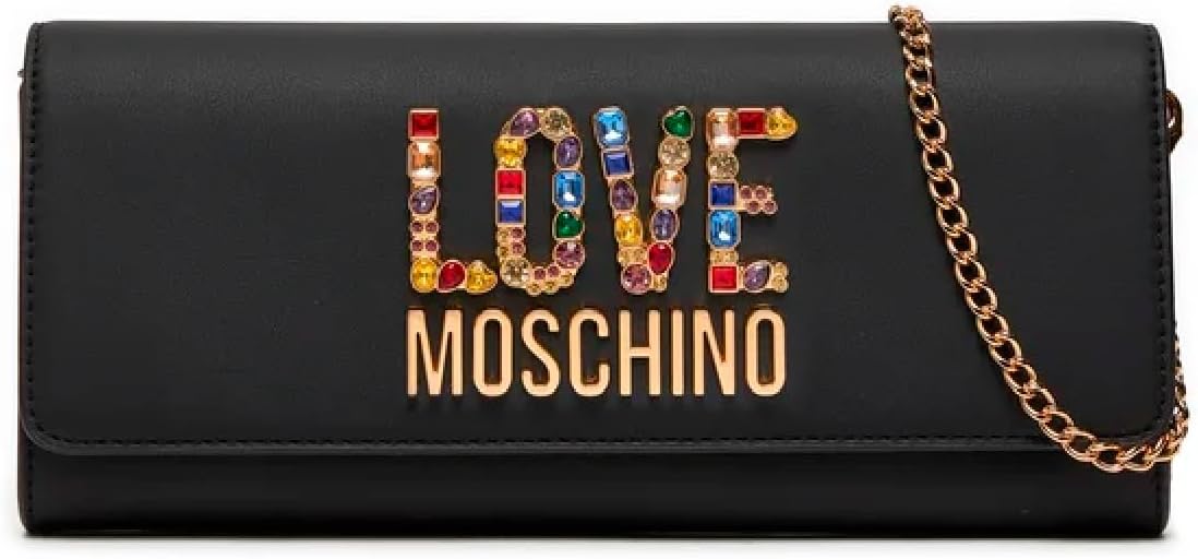 Love Moschino - Pochette femme black - Sac pochette noir velcro doublure polyester-Matiiloft