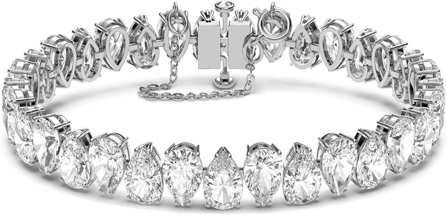 Swarovski Matrix Collection Tennis Bracelet - Bracelet tennis rhodié avec cristaux et fermoir de sécurité caché-Matiiloft