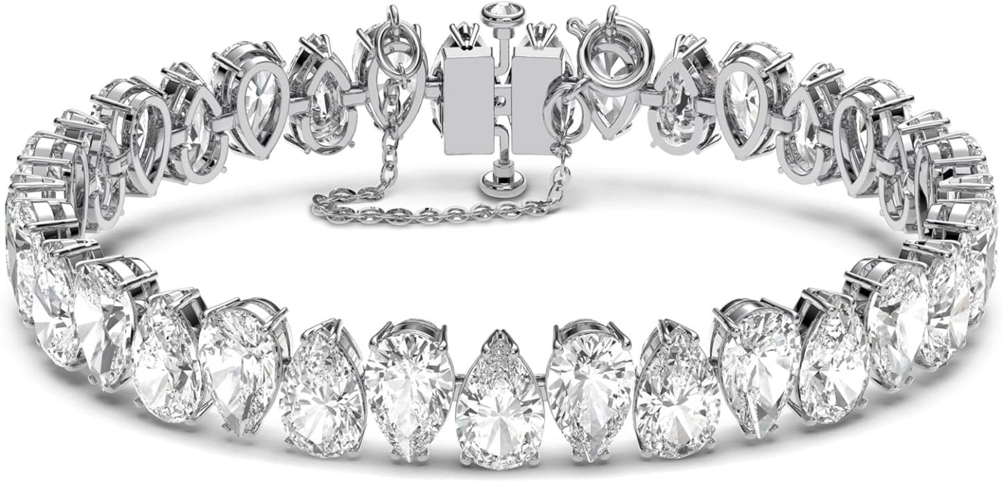 Swarovski Matrix Collection Tennis Bracelet - Bracelet tennis rhodié avec cristaux et fermoir de sécurité caché-Matiiloft