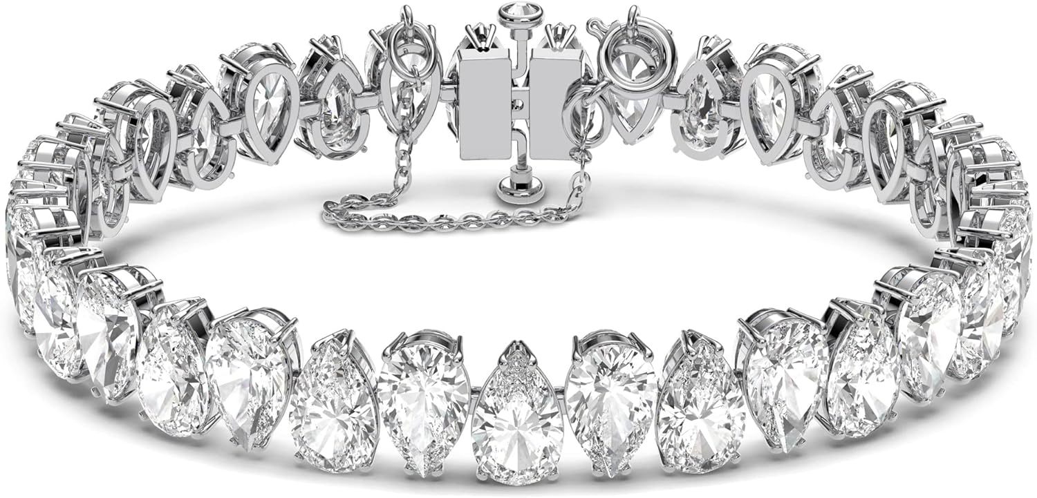Swarovski Matrix Collection Tennis Bracelet - Bracelet tennis rhodié avec cristaux et fermoir de sécurité caché-Matiiloft