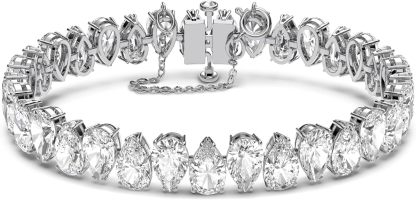 Swarovski Matrix Collection Tennis Bracelet - Bracelet tennis rhodié avec cristaux et fermoir de sécurité caché-Matiiloft