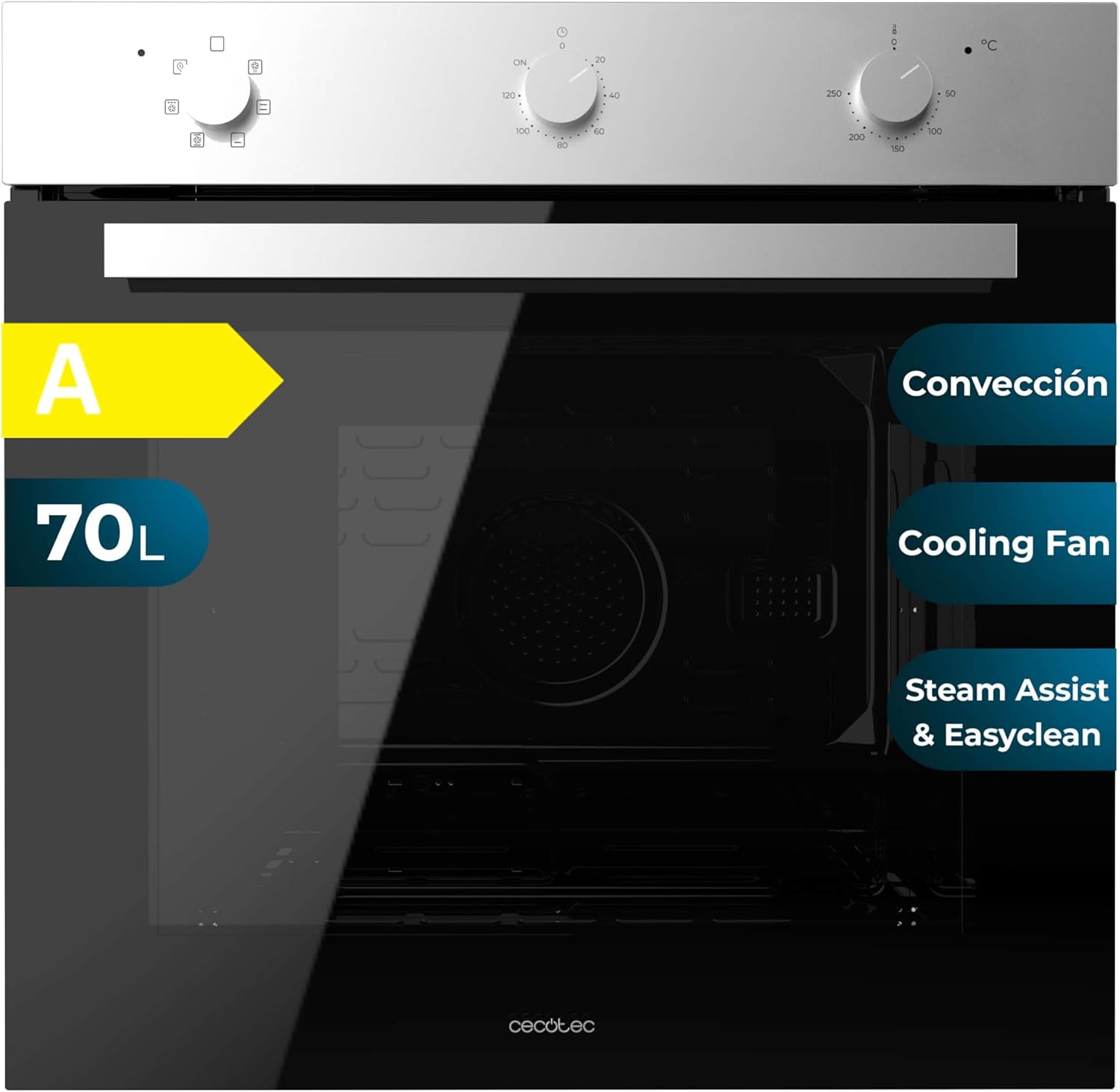 Four Intégrable Cecotec Bolero Hexa M236000 Inox Time A - Four Multifonction 70 L 6 Fonctions Minuteur 2800 W-Matiiloft
