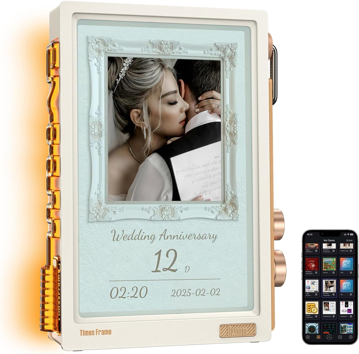 Divoom Times Frame cadre photo numérique WiFi 10,1 pouces - écran IPS 1080p - 64 Go pixel art blanc-Matiiloft