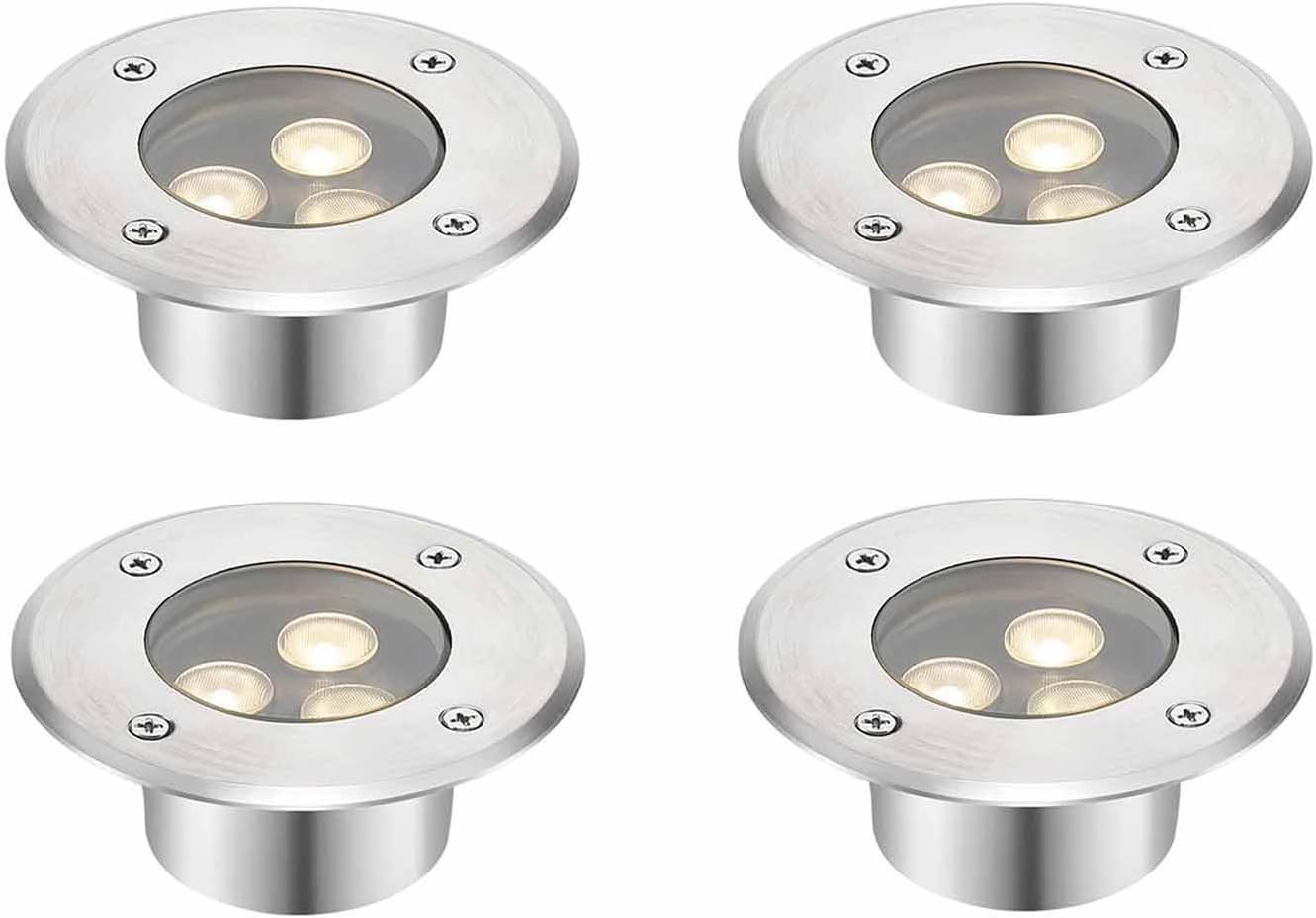 Lot de 4 spots LED sous-marins blanc chaud - éclairage encastrable IP68 ultra fin pour fontaine bassin et extérieur-Matiiloft