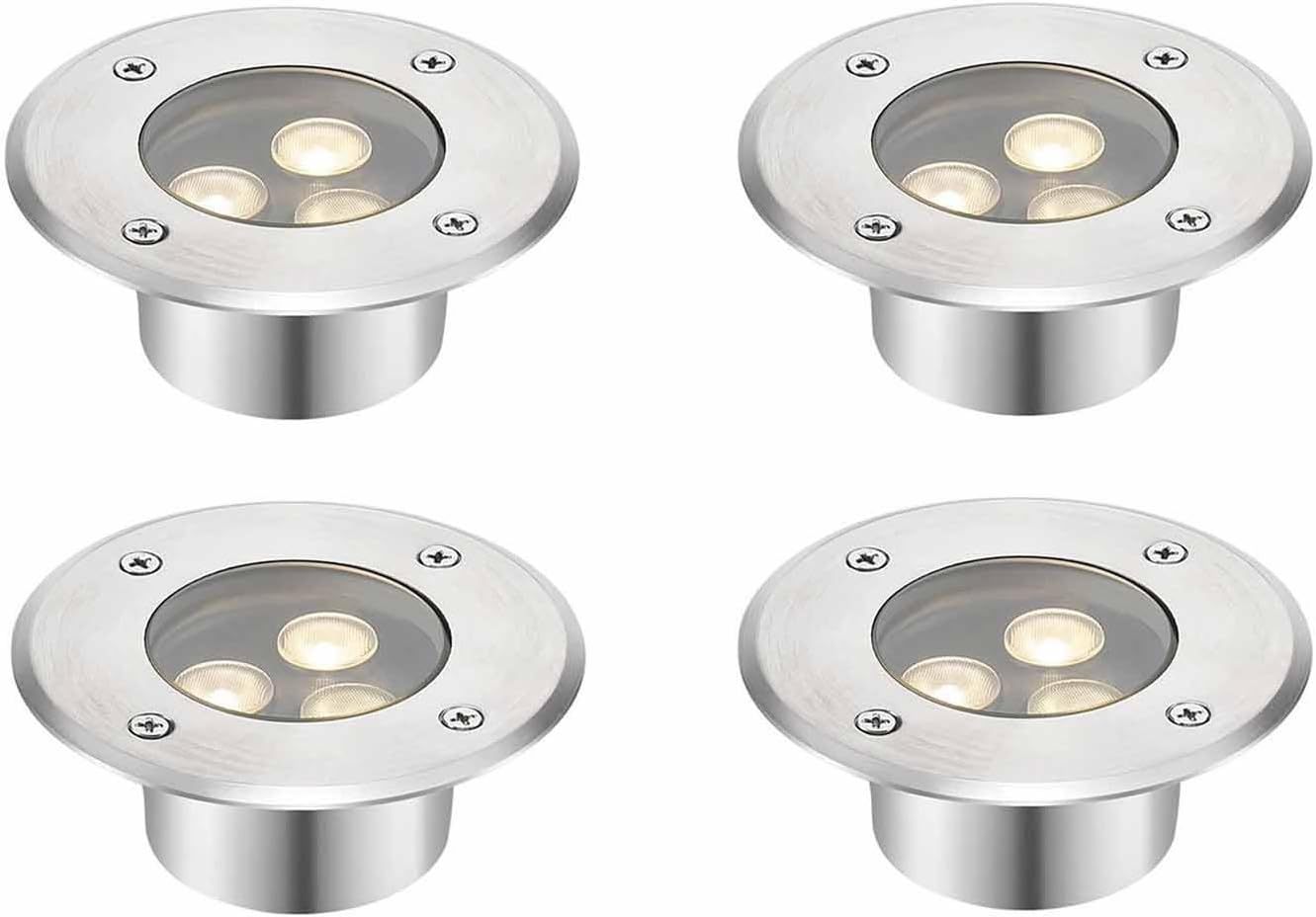 Lot de 4 spots LED sous-marins blanc chaud - éclairage encastrable IP68 ultra fin pour fontaine bassin et extérieur-Matiiloft