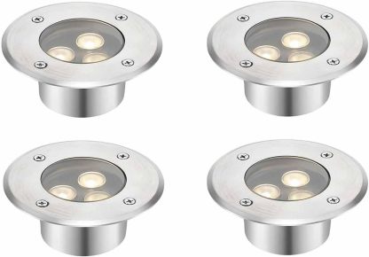Lot de 4 spots LED sous-marins blanc chaud - éclairage encastrable IP68 ultra fin pour fontaine bassin et extérieur-Matiiloft