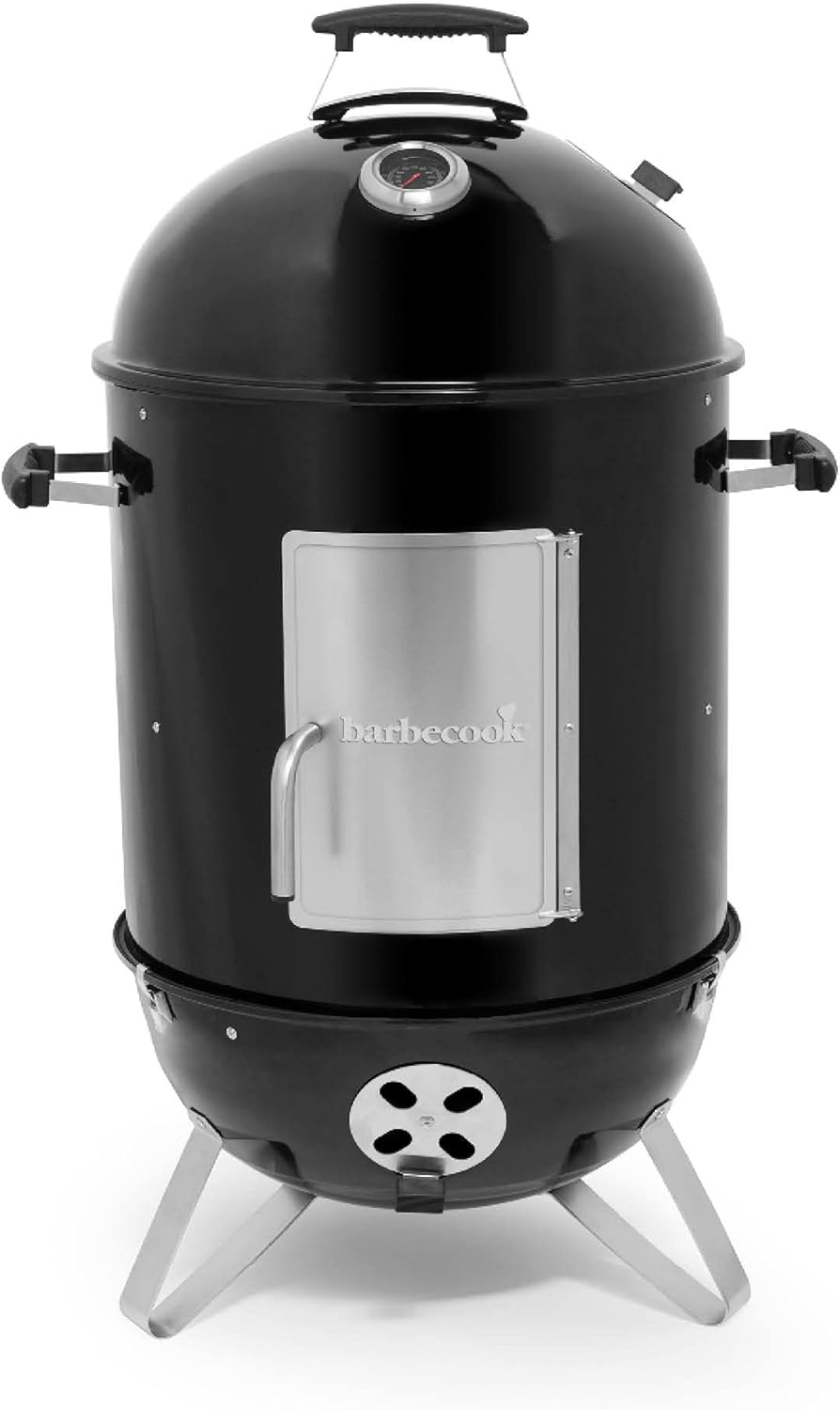 Fumoir Barbecook Oskar M 3 en 1 Noir Émaillé - Barbecue Fumoir Brasero Acier Inoxydable avec Grille 44 cm pour Extérieur-Matiiloft