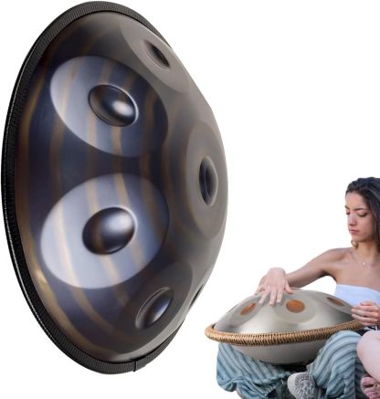 Tambour Handpan PAUANI 22 Pouces Ré Kurde Mineur 10 Notes - Instrument de Percussion Acier 440 Hz pour Yoga Méditation et Scène-Matiiloft