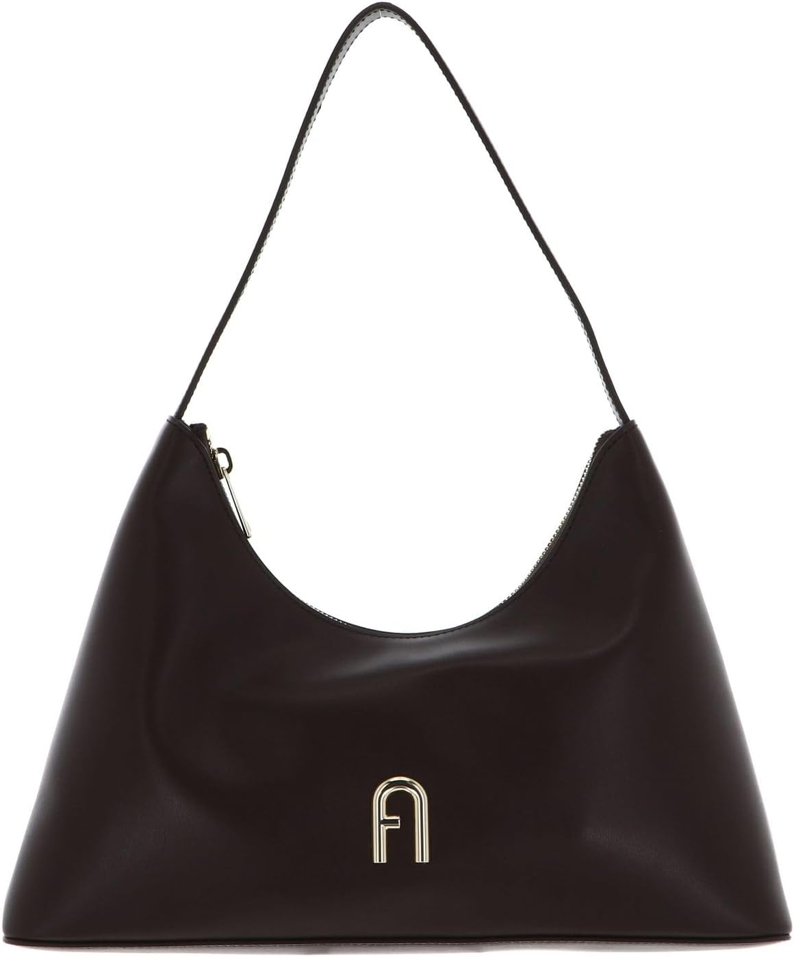 Furla Diamante Mini Shoulder Bag Espresso - Mini sac épaule femme marron foncé en cuir - Sac zippé 6 par 23 par 11 centimètres-Matiiloft