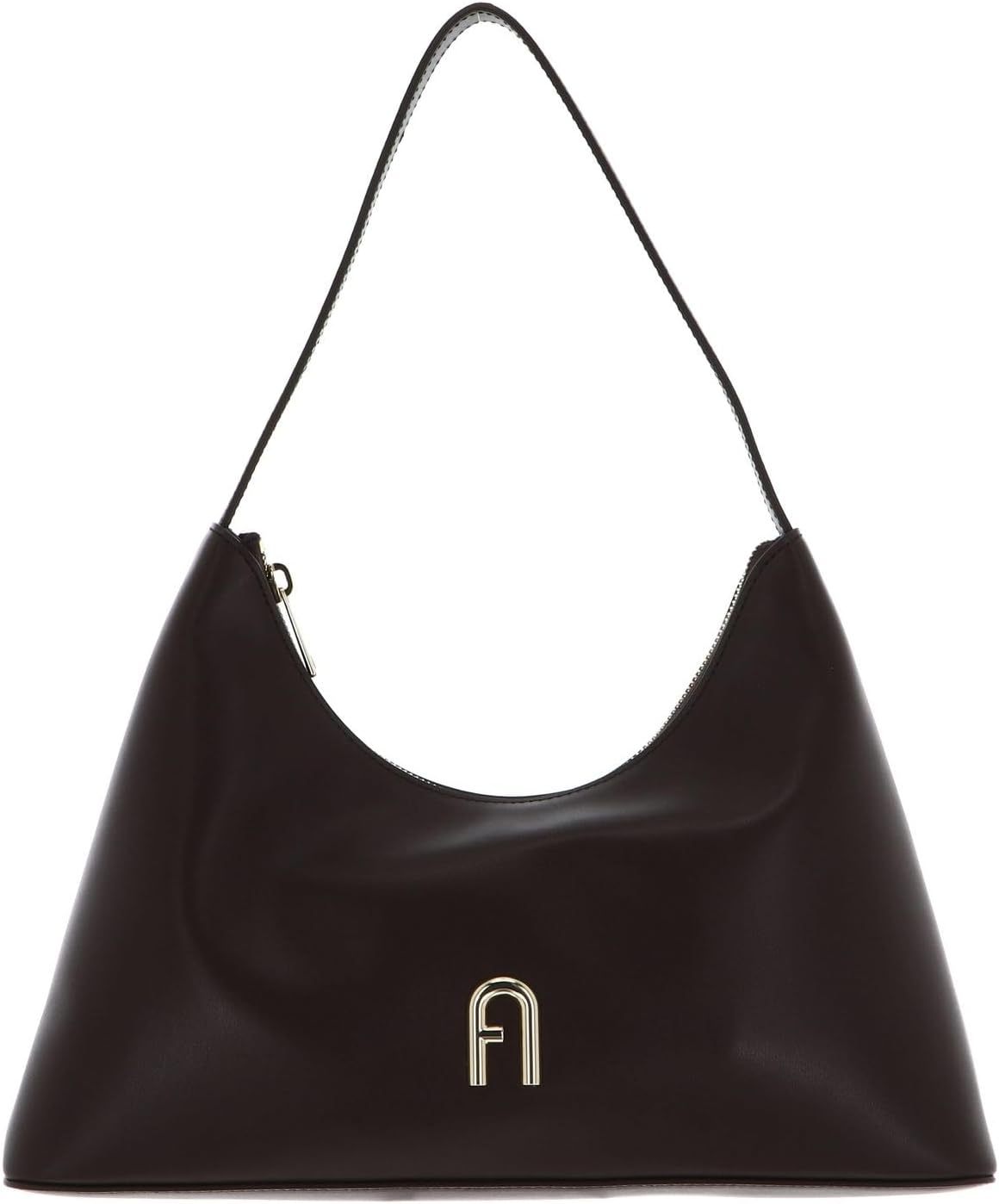 Furla Diamante Mini Shoulder Bag Espresso - Mini sac épaule femme marron foncé en cuir - Sac zippé 6 par 23 par 11 centimètres-Matiiloft