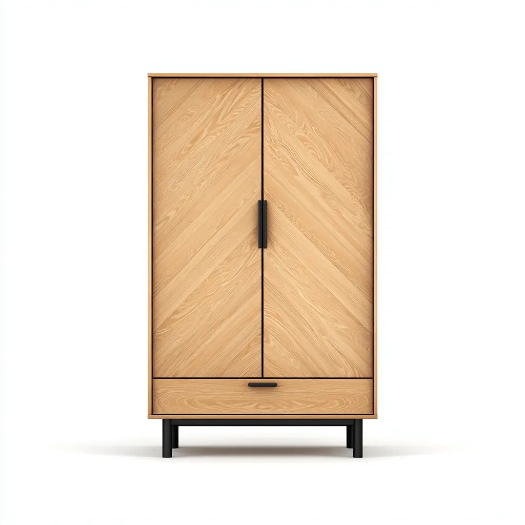 Armoire 2 portes-Bois-100x55x180 cm-Marron clair-Style scandinave-Matiiloft