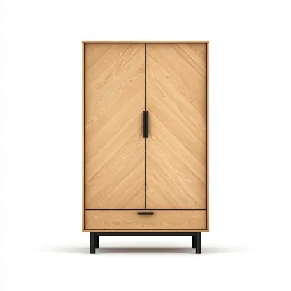 Armoire 2 portes-Bois-100x55x180 cm-Marron clair-Style scandinave-Matiiloft