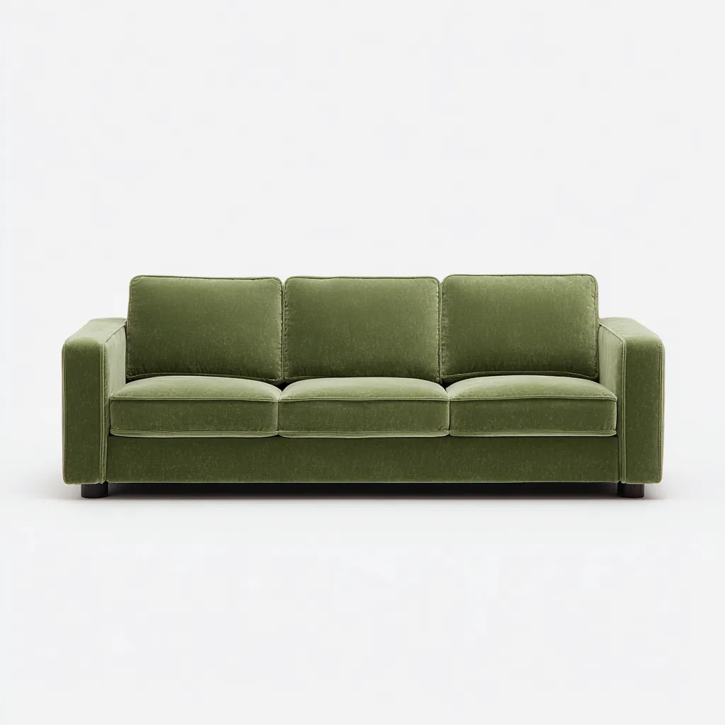 Canapé 3 places - tissu - 218x94x89 cm - vert olive - style contemporain-Matiiloft