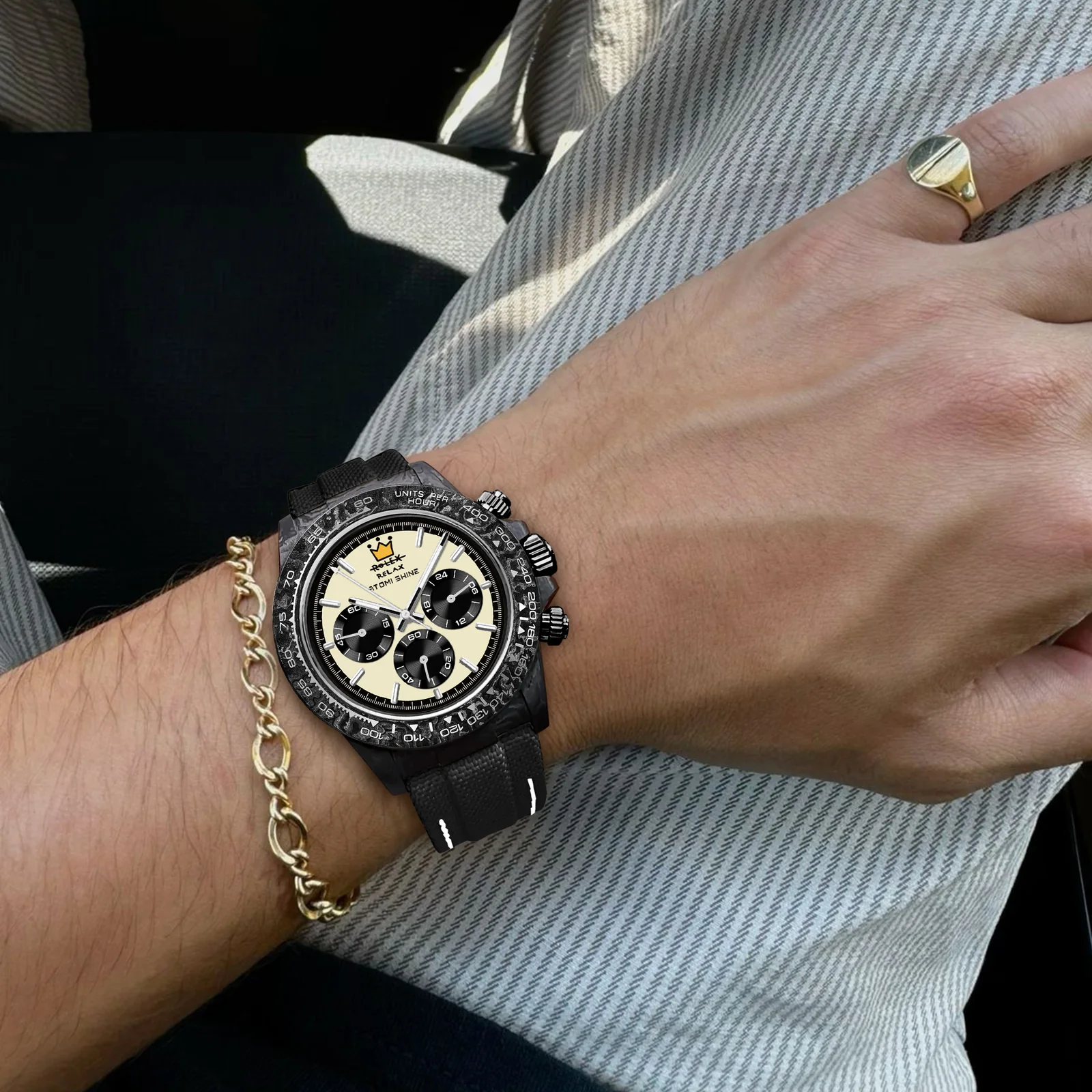RELOJ DE PULSERA VELOCIREX DE FIBRA DE CARBONO  39 mm, Rebelde de Carbono