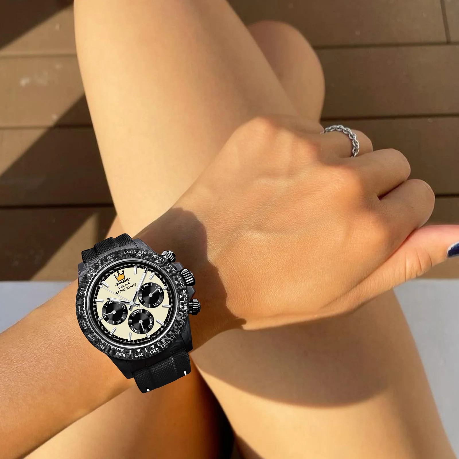 RELOJ DE PULSERA VELOCIREX DE FIBRA DE CARBONO  39 mm, Rebelde de Carbono