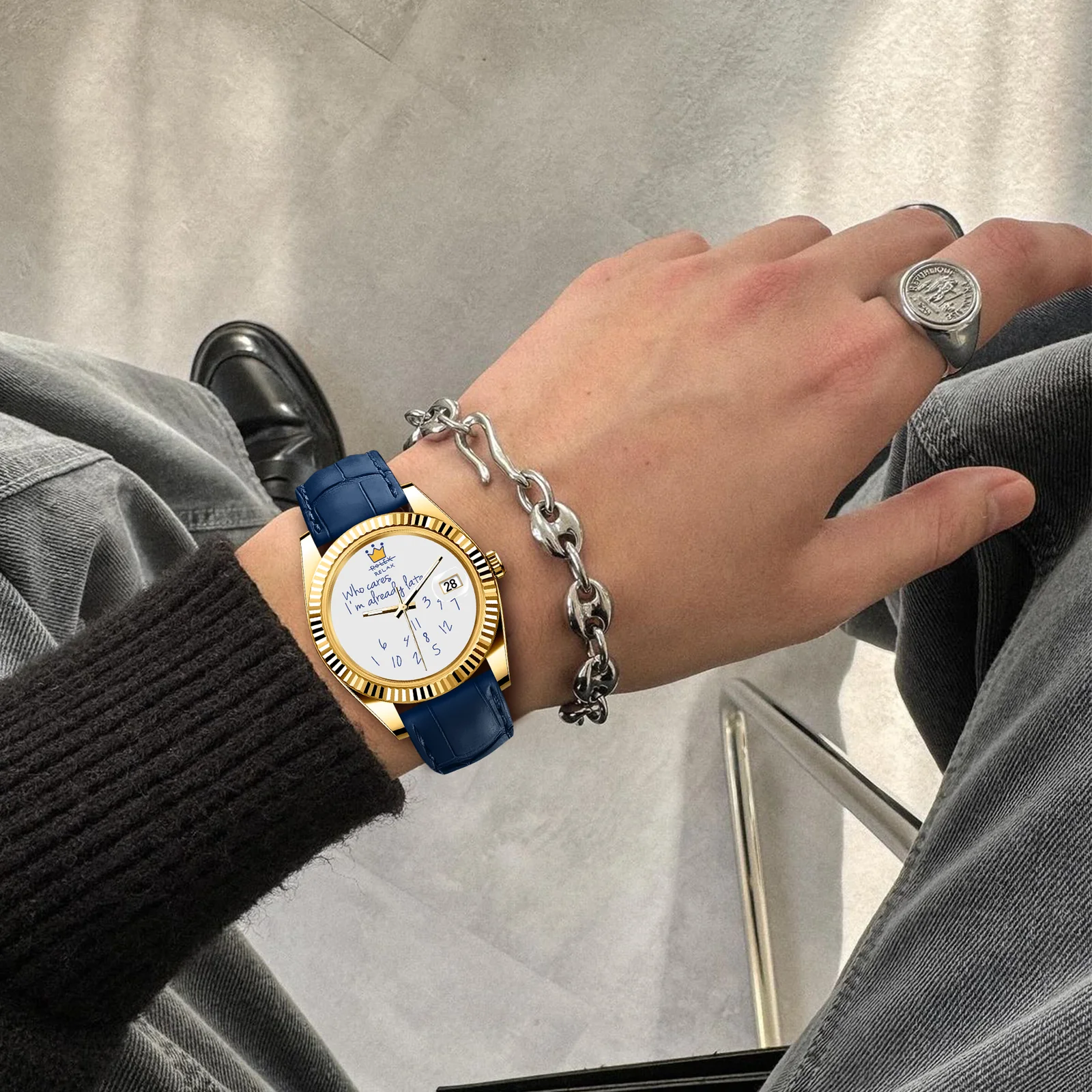 OROLOGIO EONDATE MAXI CLASSICO  40 mm, Umorismo Blu