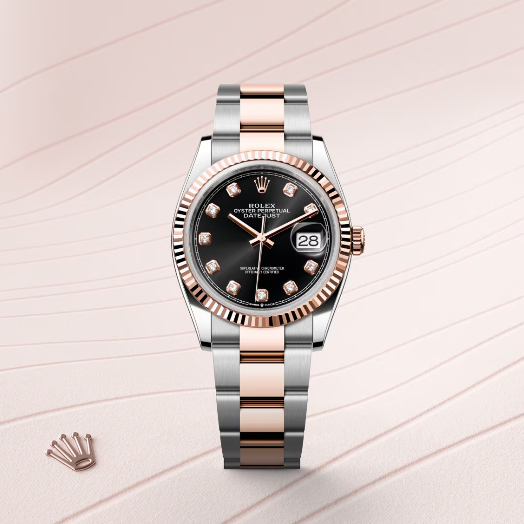 Rolex Datejust 36 Oyster, 36 mm, ocel Oyster a zlatá Everose