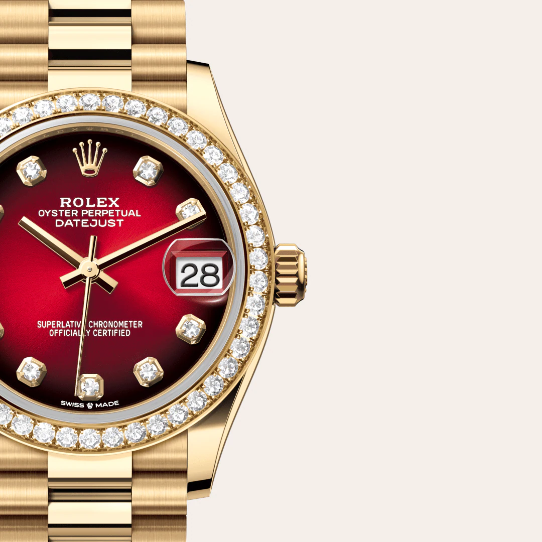 Rolex Datejust Oyster, 31 mm, žluté zlato a diamanty